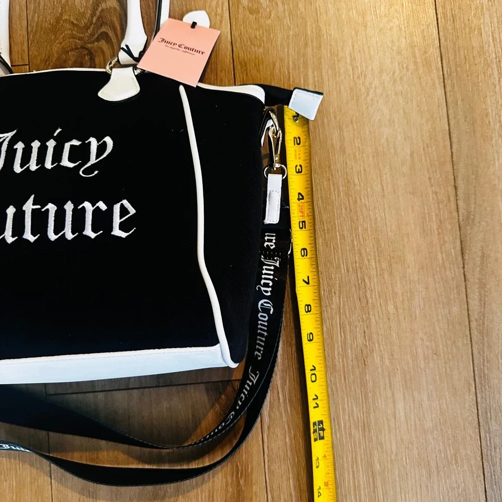 Juicy Couture Sweet N Juicy Apple Tote Black Velour Strawberry Bag 11JCD4RMX-LR